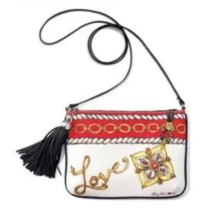 BRIGHTON "Glitter & Go" Holiday Love Jewels Nautical Rope Chain Canvas Crossbody